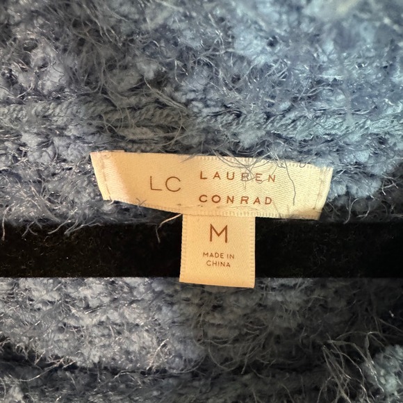 LC Lauren Conrad Blue Fuzzy Knit‎ Pullover Sweater Womens Medium - Picture 5 of 6
